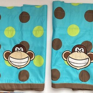 2 Bobby Jack Window Wallances Monkey Large Polka Dots Turquoise Brown Lime Green